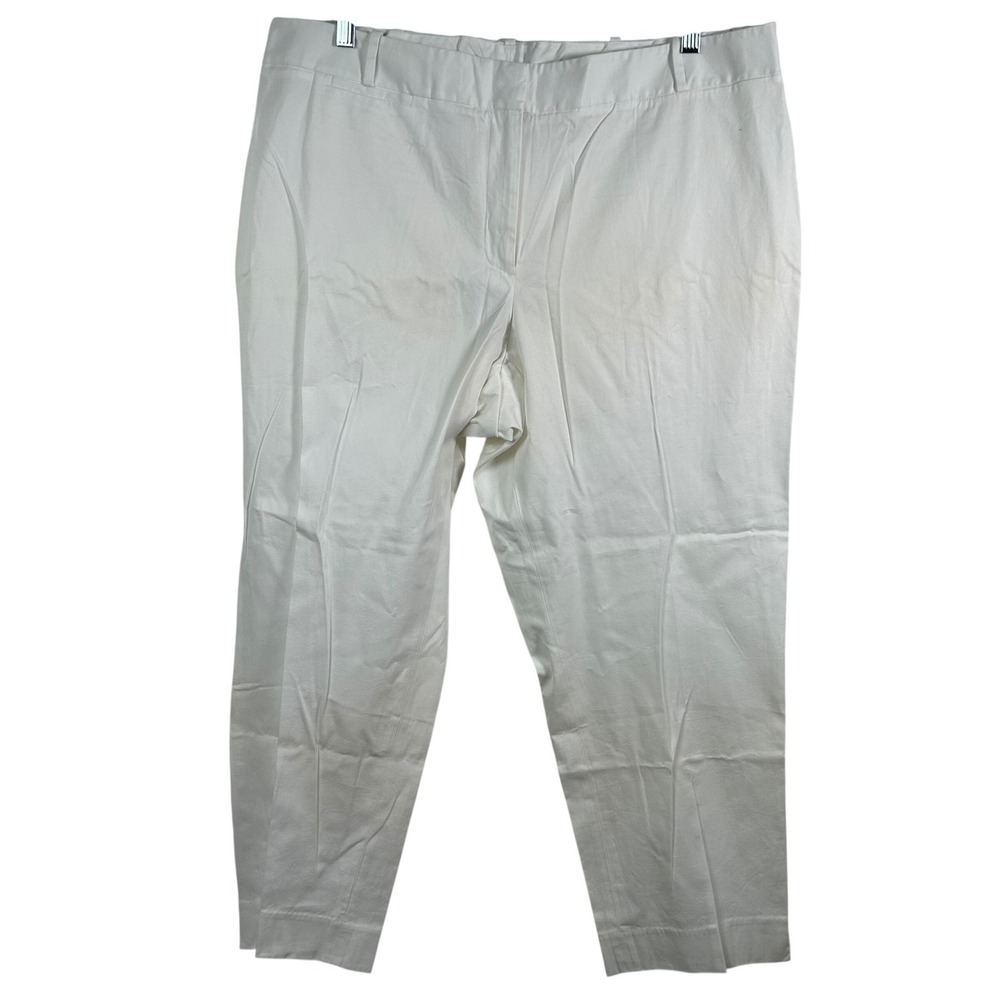 Talbots Heritage White Ankle Pants Plus Size 16W Cotton Stretch Trousers NEW